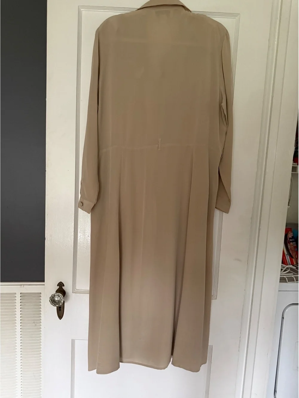 Vintage Orvis 100% Silk Beige Button-Down Long Sleeve Dress Size 16